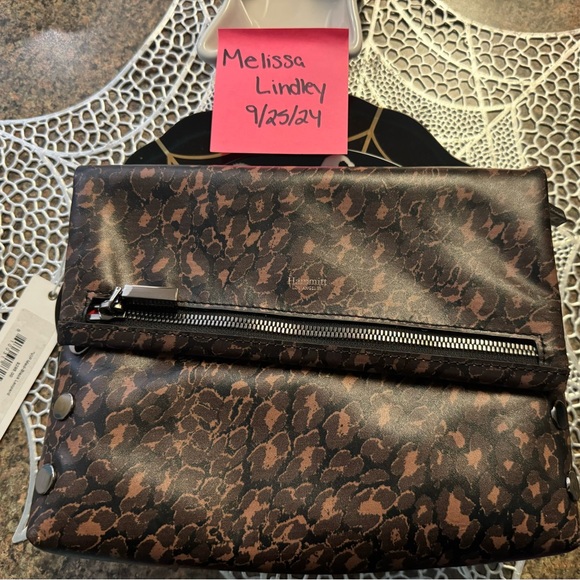 NWT Med VIP Black Leopard Hammitt. GM hardware. Suede red lining. - Picture 5 of 8